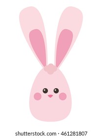 flat design easter bunny with egg icon vector illustration