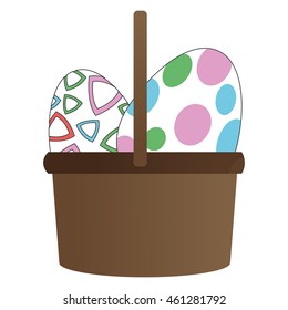 flat design easter egg in basket icon vector illustration