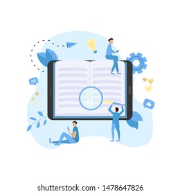 Flat design ebook concept. Online libraries and books	