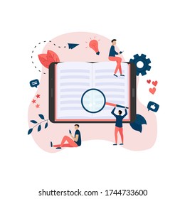 Flat design ebook concept. Online libraries and books	
