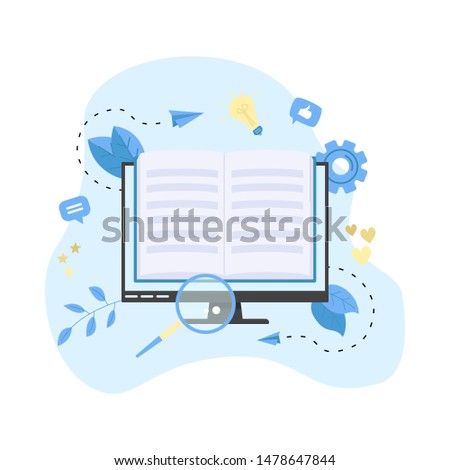 Flat design ebook concept. Online libraries and books	