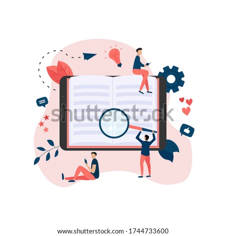 Flat design ebook concept. Online libraries and books	
