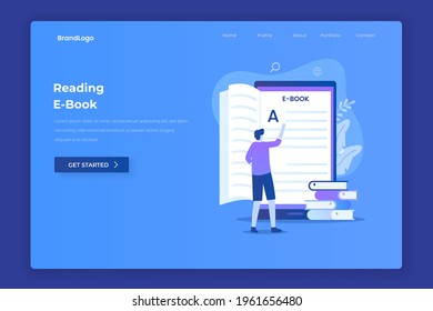Flat design of ebook reading. Illustration for websites, landing pages, mobile applications, posters and banners.