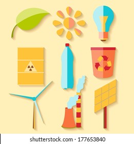 Flat design eco icons