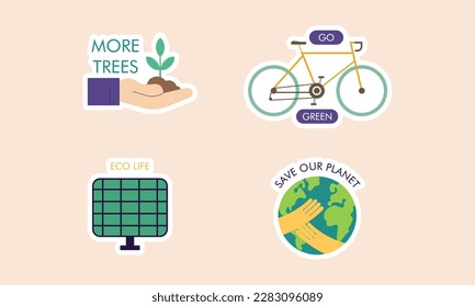 Paquete de insignias ecológicas de diseño plano