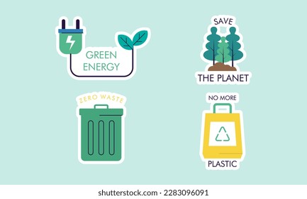 Flat design ecology badges pack