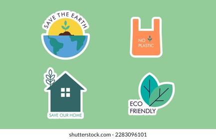 Flat design ecology badges pack