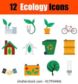 Flat design ecology icon set in ui colors. Vector illustration.