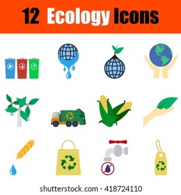 Flat design ecology icon set in ui colors. Vector illustration. 