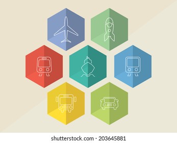 Flat design ecommerce icons - outlined