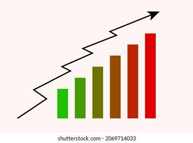 Flat design of Economic growth, With arrows on a plain background