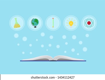 flat design education concept with book, globe, pencil ect
