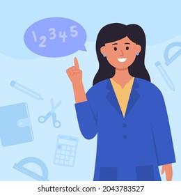 Flat design of education informative with teacher and bubble chat with numeric vector design
