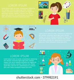 Flat design education and learning banner