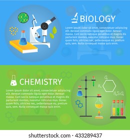 Chemistry Biology Banner Template Lab Equipment Stock Vector (Royalty ...