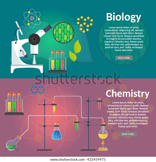 Flat Design Education Scince Banner Chemistry Stock Vector (Royalty ...