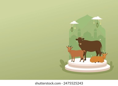 Flat design of Eid Al-Adha Mubarak backgrund illustration