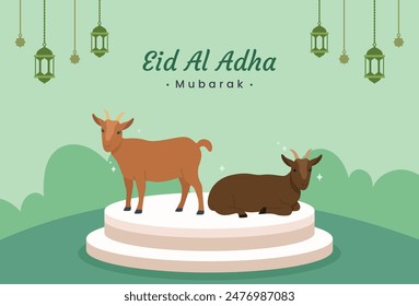 Flat design of Eid Al-Adha Mubarak background vector illustration