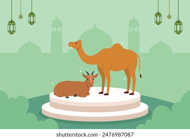 Flat design of Eid Al-Adha Mubarak background vector illustration