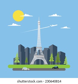 Flat design of Eiffel tower illustration vector
