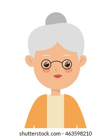 flat design elder woman icon vector illustration