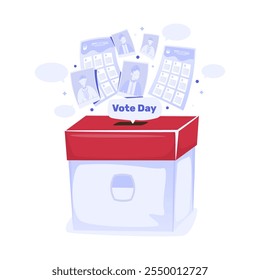 Flat design of election ballot box for political voting day, Vector illustration