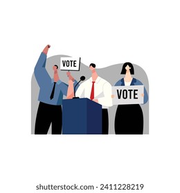 A flat design election campaign in podium brings a modern and minimalist aesthetic to political events. Explore the benefits and design elements of flat design for your campaign podium.