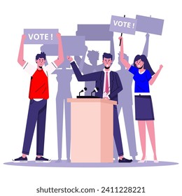 A flat design election campaign in podium brings a modern and minimalist aesthetic to political events. Explore the benefits and design elements of flat design for your campaign podium.