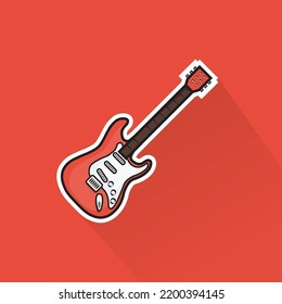 Flat Design of Electric Guitar, can be use as Sticker, Logo, and Poster