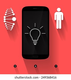 Flat design elements with mobile telephone-long shadow