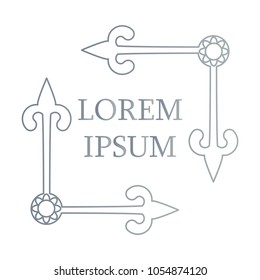 Flat design elements in vintage style drawing with lines on background
