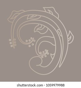 Flat design elements in vintage style drawing with lines on background