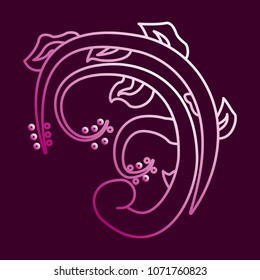 Flat design elements in vintage style drawing with lines on background