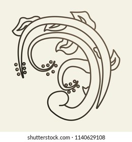 Flat design elements in vintage style drawing with lines on background