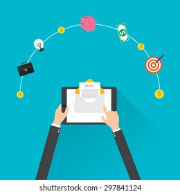 Flat design, E-mail marketing concept, vector