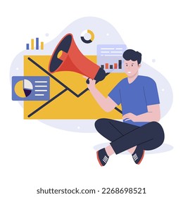 Flat design of email marketing strategy.