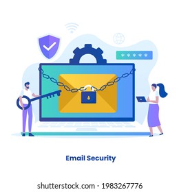 Flat design of email protection concept. Illustration for websites, landing pages, mobile applications, posters and banners.