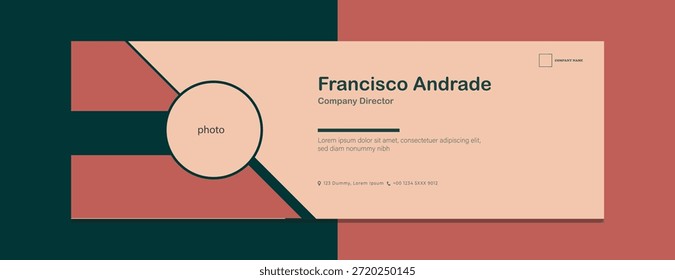 Plantilla plana de la tarjeta de la firma del email del negocio de la Plantilla de la firma del email del diseño con diseño digital del perfil 