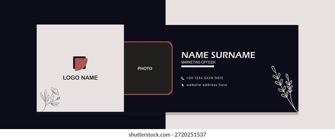 Flaches Design E-Mail-Signatur-Vorlage Corporate Mail Signature Card-Vorlage mit digitalem Profil