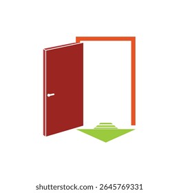 Flat design emergency exit door icon