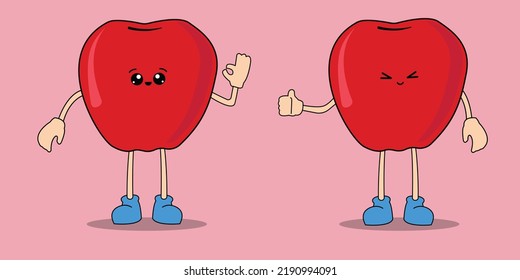 Flat design emoji red apples