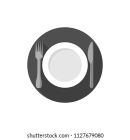 Flat design Empty plate with fork and knife