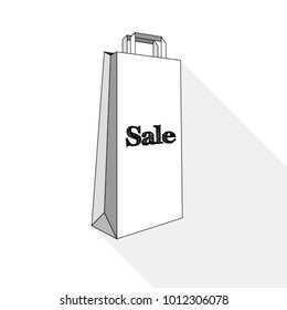 Flat design of empty white package. Sale concept. Paper packaging for your design, logo or advertising. Vector illustration. Isolated