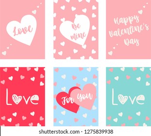 Flat design endless chaotic texture made of tiny heart silhouettes