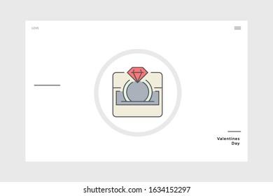 flat design engagement ring icon. themed love suitable for valentine and wedding and invitation cards