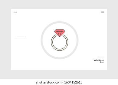 flat design engagement ring icon. themed love suitable for valentine and wedding and invitation cards