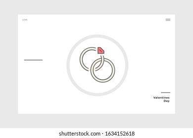 flat design engagement ring icon. themed love suitable for valentine and wedding and invitation cards