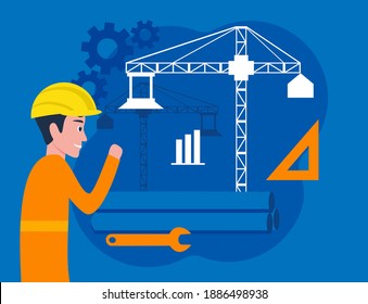 Flat design of Engineers construction