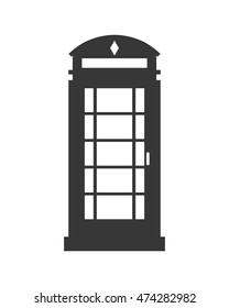 Flat Design English Phone Booth Icon Vector Illustration