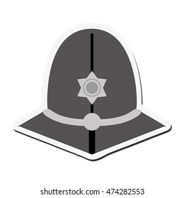 flat design english police custodian helmet icon vector illustration